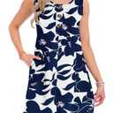 MOLERANI Summer Dress for Seniors Mini Dress Sleeveless Casual Tank Dress Floral Print A-Line Beach Vacation Women's Button Front Sun Dress 2026,WT NV B Flower,M