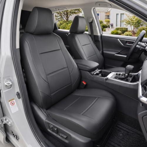 GIANT PANDA 2PCS Front Seat Covers for Chevy Silverado & GMC Sierra 1500 2500 3500 2007-2026 Crew Extended Double Cab Pickup,Custom Fit Chevy & GMC Truck Seat Protectors,Faux Leather (Black)