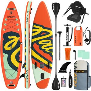 NACATIN Inflatable Stand Up Paddle Board with Kayak Seat,10'6"Upgrade Version Blow Up Paddle Boards for Adults with Premium SUP Accessories&Backpack,Adjustable Paddle,Camera Mount,Fins,Hand Pump