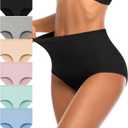 OLIKEME Womens Cotton Underwear High Waisted Postpartum C Section Panties Soft Stretch Breathable Full Coverage Briefs 6 Pack (X-Large)
