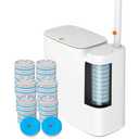 CTIME Bathroom Trash Can Set - Narrow White Plastic Small Trash can, a Toilet Wand, Toilet Brush Holder and 36 Refills, 2 Gallon Trash can with pop-up lid, Suitable for bathrooms and Small Toilets.