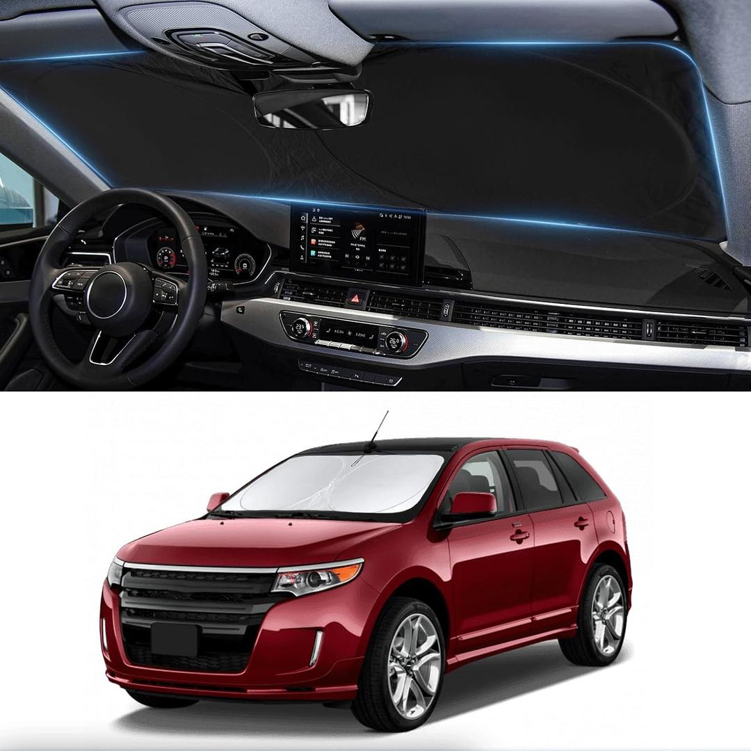 Sunshade for Edge Windshield Sun Shade for 2014 2013-2007 Ford Edge SUV Accessories Foldable Custom-fit Front Window Shield Windshield Cover Sun Visor Protector Block UV Rays Heat Reflector