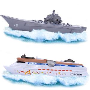 2PCS Aircraft Carrier Toy Cruise Ship with Lights and Sounds, Model Aircraft Carrier Navy Ship, Nautical Decorations Ocean Theme Party Supplies for Boys Gift Age 3-8 Collection