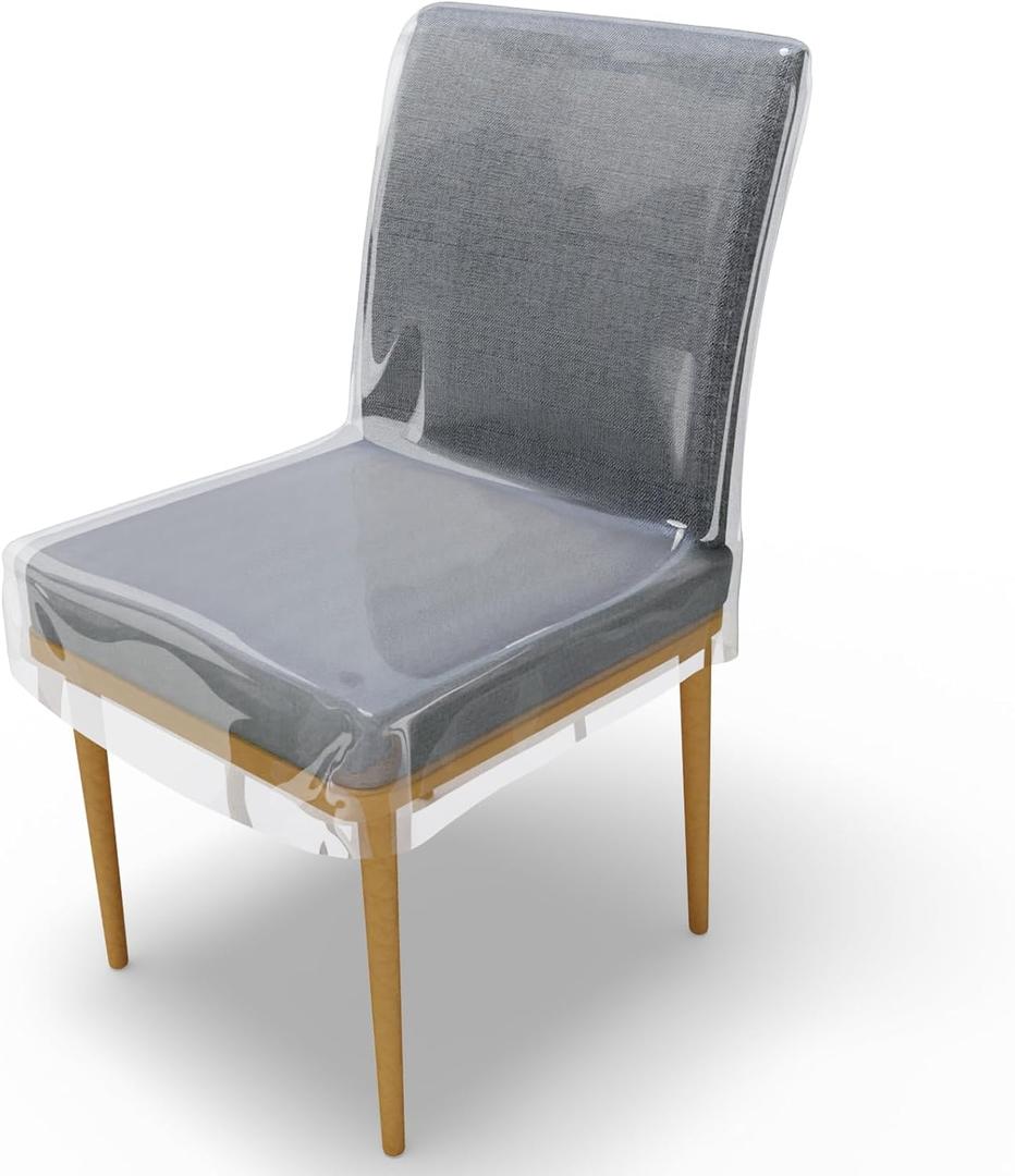 Imperius 4 Pack Plastic Dining Chair Covers with Backrests,Clear Heavy Duty PVC Seat Covers for Chairs,Slipcovers Chair Protector Waterproof Pack Stain, Kitty Scratch Resistant,21x18x23 inches