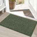 BEQHAUSE Dirt Trapper Door Mat 20" x 32", Non-Slip Washable Doormats Entrance Mat, Dirt Resistant and Absorbent Welcome Mat, Low Profile Floor Mats for Front Back Door and Entryway, Green (1'8" x 2'8" (Rectangular))