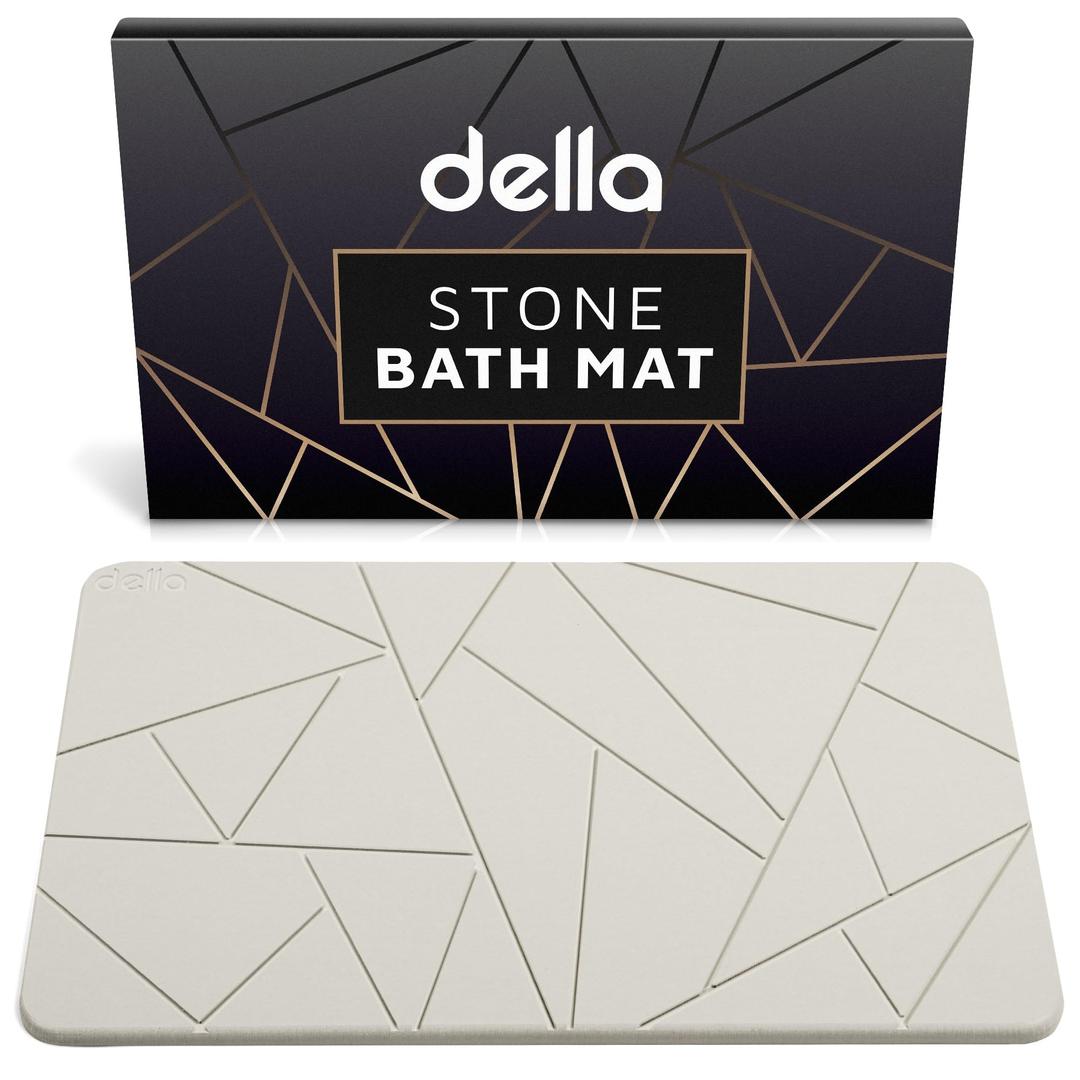 della Premium Stone Bath Mat - Luxurious Quick Drying Diatomite Bathstone for Bathroom Floor - Modern Super Absorbent Diatomaceous Earth Shower Mat,