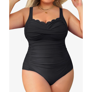 Aqua Eve Womens Plus Size One Piece Swimsuit- Tummy Control Bathing Suit Full Coverage Swimwear, size 18W, Black