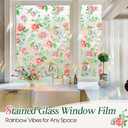 Coavas Window Privacy Film, Rainbow Stained Glass Decorative Window Clings, Anti-UV Heat Control Static Cling, Non-Adhesive Windows Tint for Home Bathroom Door, 17.5 x 78.7 Inches