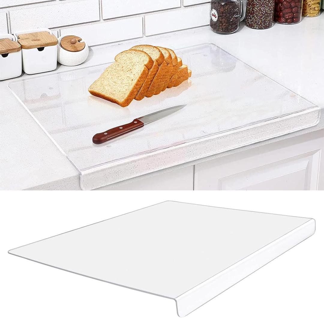 Acrylic Cutting Boards for Kitchen CounterClear Cutting Board for Countertop with Lip, Upgraded Thicker Non-Slip Transparent Acrylic Cutting Board for Countertop for Home (18 * 14in) (Large), 18"L x 12.6"W