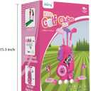Liberry Toddler Golf Set with Putting Mat for 2 3 4 Years Old Boys Girls, Upgraded Kids Golf Cart with Unique Shoulder Strap Design, Indoor and Outdoor Golf Toys Gifts (Pink)