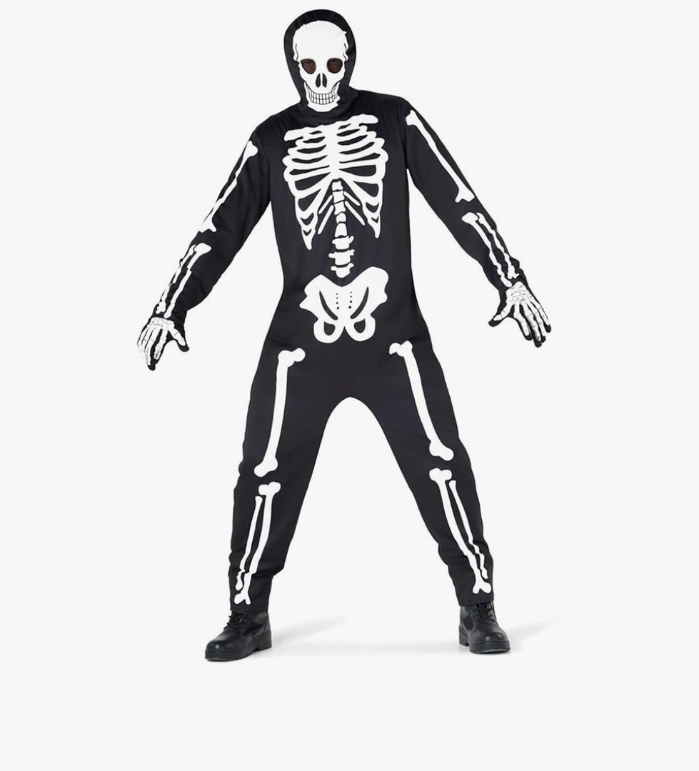 Morph Mens Skeleton Costume, Adult Skeleton Costume, Halloween Skeletons Suit Adults, Halloween Costumes for Men L
