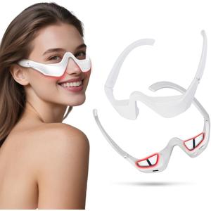 Under-Eye Red Light Therapy Device with Microcurren, 3D Contour Eye Massager for Dark Circles, Eye Bags & Wrinkles, Rechargeable Under Eye Treatment Device for Puffiness and Fine Lines