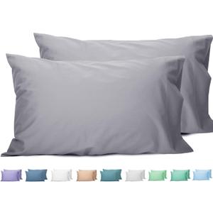 Sunflower Queen Pillowcases Set of 2, 100% Cotton Queen Pillow Cases 2, 2030 inches Frost Gray, Soft and Breathable (Queen (20"x30"))