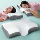 Pain Relief in Seconds Cervical Neck Pillow for Sleeping, Adjustable & Ergonomic Memory Foam Pillows Support for Side Back Stomach Sleeper, Odorless Orthopedic Side Sleeper Pillow with Washable Cover