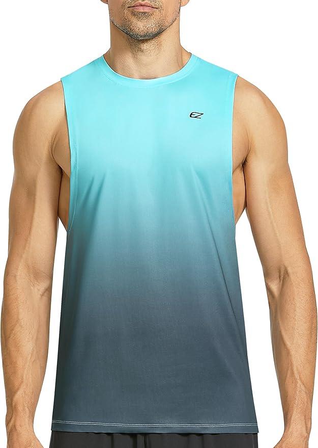 EZRUN Men's Tank Tops Swim Beach Sleeveless Shirt Quick Dry Gym Workout Stringer Muscle Tshirts Big and Tall 5 XL