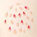 3 x White French Tip Press On Nails - Medium Almond, Fall Glue On, Full Cover Acrylic, Flower False, Glossy Artificial, Reusable Stick On Nails - 24Pcs