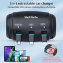 MAGJIEYX for Retractable Car Charging Station Box, 3 in 1 Headrest Fast Power Charging Dock Cord USB Type C Fits iPhone 17/16/15/14/iPad/Android/Samsung|Uber Lyft Backseat Passengers Share Rid
