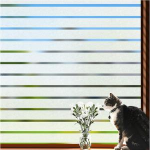 Viseeko Window Privacy Film:Stripe Frosted Glass Window Film Non-Adhesive Privacy Window Film Window Blinds Window Vinyl for Door Window Cover Privacy Static Cling Home Office UV Protect 17.5x78.7in