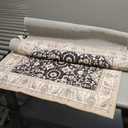 Non Slip Runner Rug for Hallway Long Carpet Runners 3x10 Black Beige - Soft Thin Washable Stain and Spill Resistant for Wide Entryway Laundry Room - Distressed Vintage Kitchen Rugs