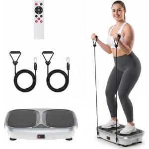 NEWBULIG Vibration Plate, Whole Body Workout, Vibrating Platform with LED Touch Screen & Pull Ropes for Weight Loss & Muscle Toning, Home Gym Fitness Equipment with Remote Control for Women Men