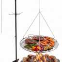 22" Hanging Campfire Grill Grate with 53" Ground Stake