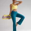 RUNNING GIRL Womens Ribbed V Crossover High Waist Yoga Pants Flare Leggings for Women with Side Pockets (S)