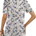 Anydeer Women's Summer Tunic Top Short Puff Sleeve Casual Tshirts Vneck Fashion Pullover Loose Blouse (Gray, XXL)