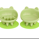Cat Bowl, Raised Slow Feeder, Inclined Anti-Vomiting Cat Bowl with Non-Slip Mat, Moustache Friendly, Cat Food Dish (Green)