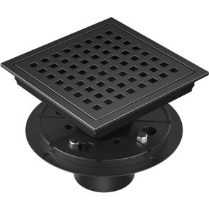 EXF Square Shower Floor Drain 6 Inch Matte Black, 304 Stainless Steel with ABS Flange, Removable Cover and Strainer for Easy Clean, Not Fit for Bathtub