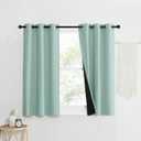 NICETOWN Aqua Blue 100% Blackout Curtain Set, Thermal Insulated & Energy Efficiency Window Draperies for Guest Room, Full Shading Panels for Shift Worker and Light Sleepers, 37W x 40L, 2 PCs