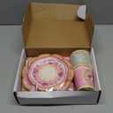 WorldBazaar Tea Party Disposable Tableware Set Pink Tea Party Supplies 12 Sets Floral Paper Tea Cups and Saucers Plates Napkins Tablecloth Pink Birthday Mothers Day Decorations Women Girls Adults