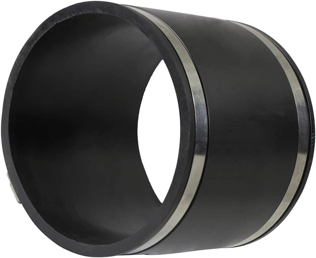 6I4I Flexible PVC Coupling with Stainless Steel Clamps, 6.6" Inner Diameter for 6" Nominal Pipe, Black