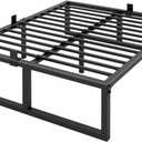 King Bed Frame, 18 Inch High 3500 lbs Metal Platform, Mattress Foundation with Steel Slat Support/No Box Spring Needed/Noise Free/Non-Slip/Easy Assembly