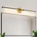 Modern Bathroom Light Fixtures Over Mirror 43 Inch, 33W 360° Rotatable Dimmable 4000K Led Vanity Light Bar, Black and Gold Bathroom Vanity Lights Above Mirror