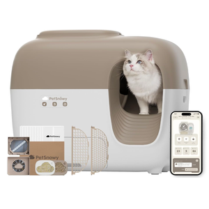 PetSnowy Self-Cleaning Automatic Cat Litter Box with Odor Control TiO2 System, Robot Litter Box with Auto-Packing, App Control, Large Cats & Multiple Cats (2026 Premium Version)