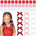2 x Valentines Day Large Hair Beads 45PCS Bow Hair Clips Acrylic Beads for Braids Satin Small Hair Bows Cute Loc Hair Accessories for Women Girls