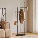 Metal Freestanding Coat Rack with Marble Base Heavy Duty Clothes Rack Coat Tree Stand Hat Rack for Corner Bedroom Entryway Living Room Hotel 19.69 x 11.02 x 68.9 Inches (Black)