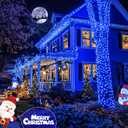 JMEXSUSS 200 LED Blue Christmas Lights Outdoor, Expandable 66ft Blue String Lights Green Wire, 8 Modes Twinkle Xmas Tree Light Plug in for Party Indoor Ceiling Beroom Patio Fence Yard Decor