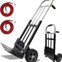 800 LB Dolly Cart with 8" Solid Rubber Wheels, Heavy Duty Folding Hand Truck Dolly with Bungee Cords, Compact Foldable Alloy Steel Design for Warehouses, Homes, Offices, and Small Business