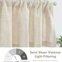 DriftAway Linen Textured Curtain Valances for Windows Light Filtering 3 Inch Rod Pocket Farmhouse Country Rustic Kitchen Valances for Bedroom Living Room Bathroom 14 inch Length Beige