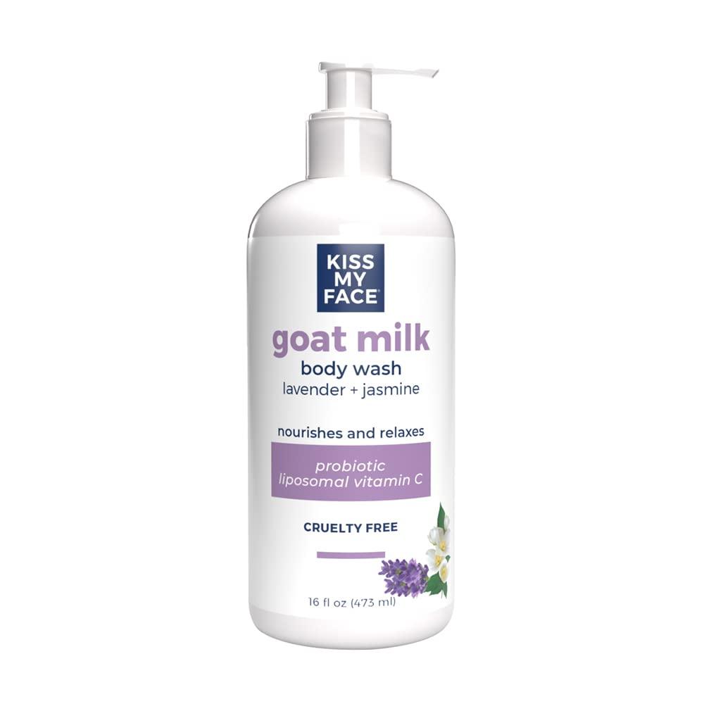 Kiss My Face Goat Milk Body Wash - Lavender & Jasmine Body Wash with Goat Milk and Argan Oil  16 Ounce Bottle (Lavender & Jasmine, Pack of 1)
