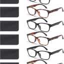 BLOEXCLU 6 Pack Reading Glasses for Women Men Blue Light Blocking Spring Hinge Computer Readers, Anti Eyestrain/ Glare (6 Mixed C7, 1.25, Diopters)