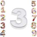 14" Cardboard Number Charcuterie Tray Birthday Anniversares Parties Celebration Supplies Fillable Paper Mache Chocolate Candy Cupcakes (White, 3)