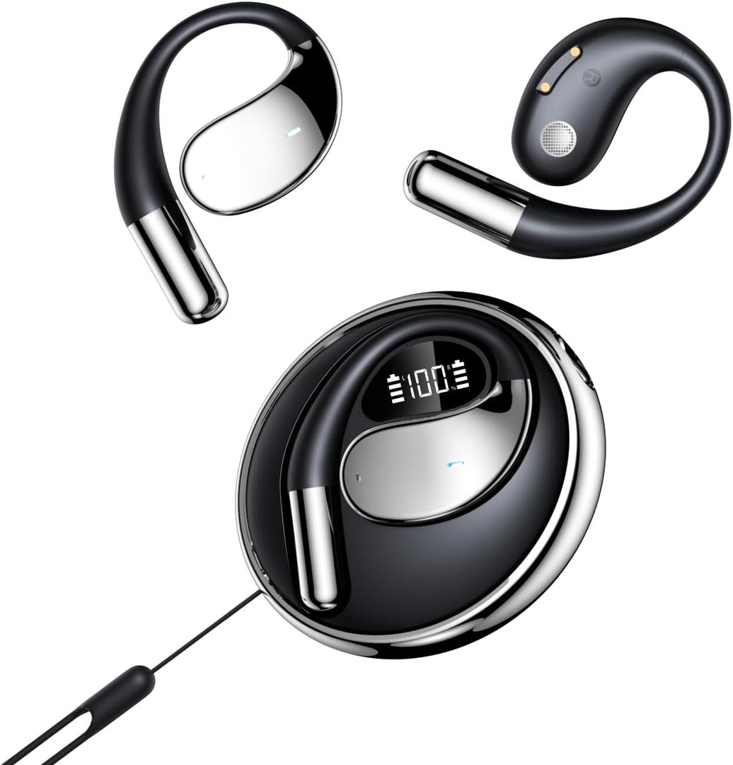 YLYHHFY Wireless Earbuds Open-Ear Wireless Headphones, Bluetooth 5.4, LED Display, Long Standby Battery Life up to 120H, Over-Ear Hook Design, Waterproof, Playback Duration 8H