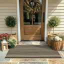 KIMODE Front Door Mats 24"x51", Machine Washable Farmhouse Front Porch Rug Decor, Striped Layered Door Mats Outdoor, Cotton Hand Woven Entryway Rug for Entry, Doorway, Kitchen Black and Khaki