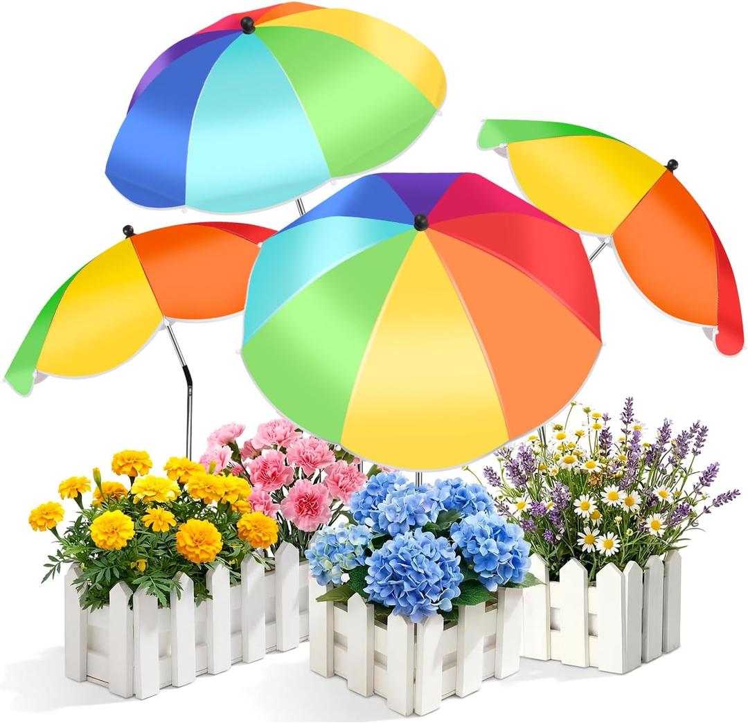 4 Pack Plant Umbrellas for Outdoor, 26" Larger Garden Plant Umbrella Shade, 39.5" Tall Sun Shade Cover with Adjustable Angle Height for Potted Plants, Garden Beds, Patio Flowers