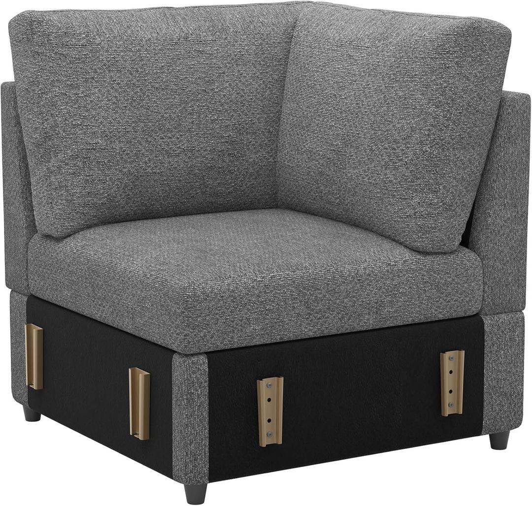 Belffin Corner Seat Module for Modular Sectional Sofa, Armrest Module for Sectional Sleeper Sofa Bed, Light Grey