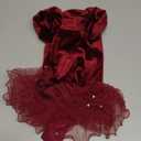 Dog Dresses for Small Dogs Girl Puppy Christmas Outfit Dog Tulle Spring Clothes with Pearl and Bow (Burgundy,M)