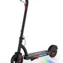 Caroma E6 Kids Electric Scooter, 150W Foldable Electric Scooter with 3 Speeds (5/8/10 Mph), LED Display & Colorful Lights, Dual Braking System E Scooter for Kids Aged 6-12&8-12, Black