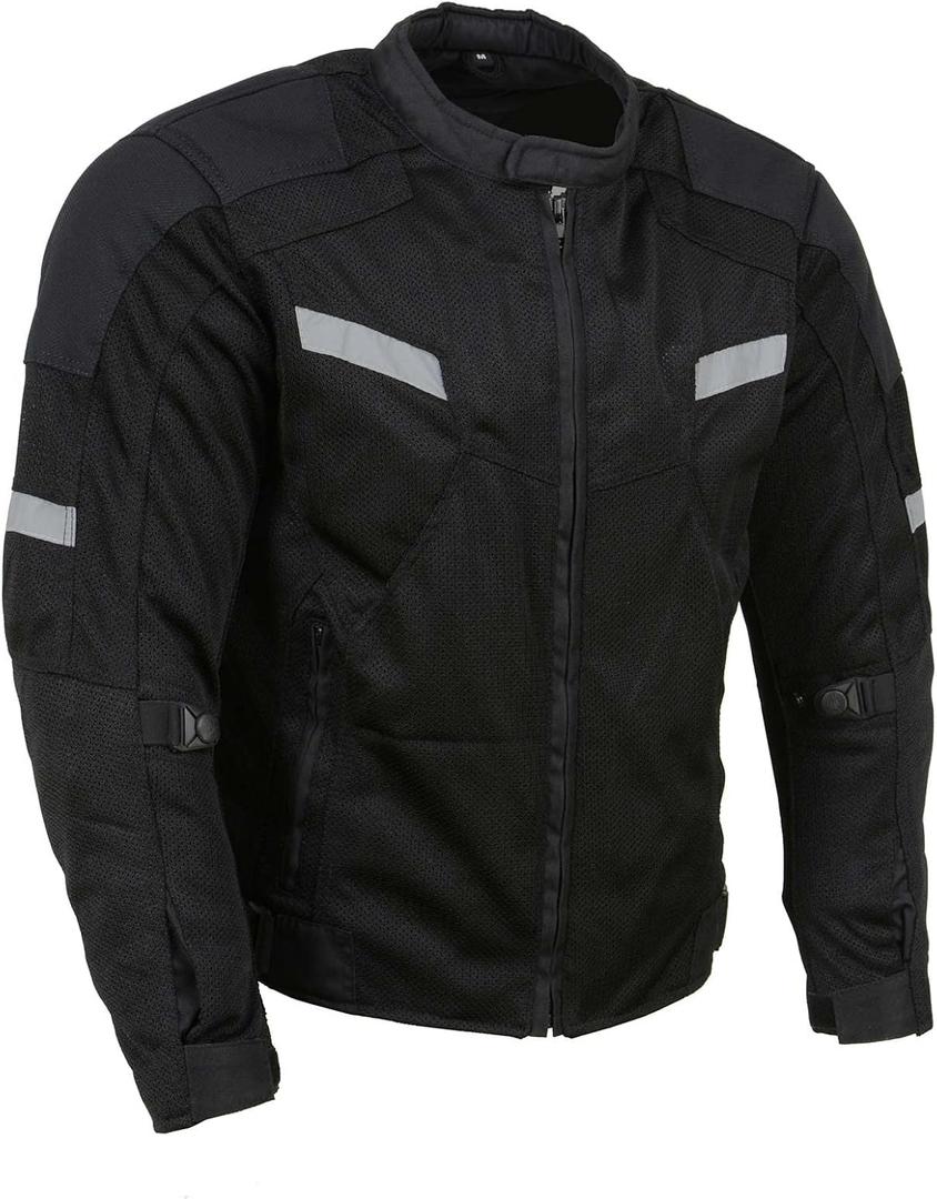 Milwaukee Leather MPM1792 Men's Black CE Armored Textile Motorcycle Jacket- All Season Biker Jacket (Black, XXL)